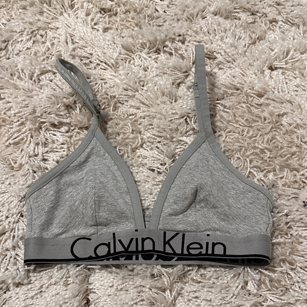 Calvin Klein Light Gray Triangle Bralette Size S